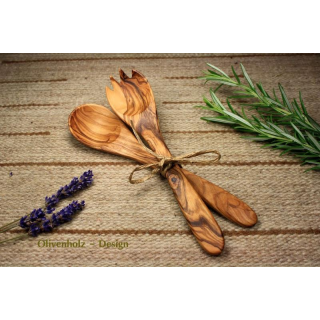 Salatbesteck aus Olivenholz 20 cm Holz Olivenholz