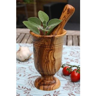Mörser & Stössel aus Olivenholz Ø ca. 10 cm, 16 cm hoch Holz
