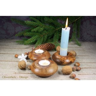 Kerzenständer Teelicht aus Olivenholz Ø 9,5 cm Holz Teelichthalter