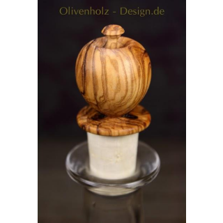 Flaschenverschluss in Apfelform aus Olivenholz