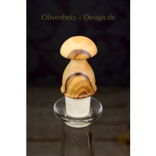 Flaschenverschluss in Pilzform aus Olivenholz