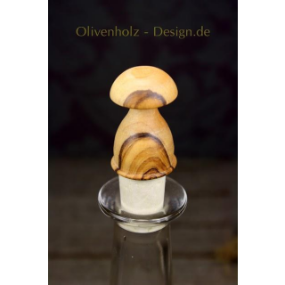 Flaschenverschluss in Pilzform aus Olivenholz