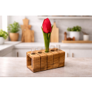 Blumenvase mit Reagenzglas aus Olivenholz