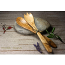 Salatbesteck aus Olivenholz 30 cm mit wenig Maserung