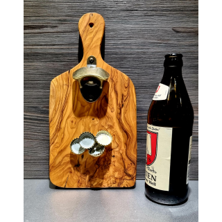 Wandflaschenöffner magnetisch aus Olivenholz