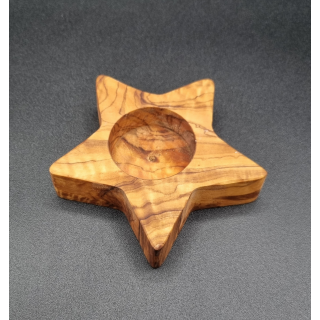 Kerzenständer Teelicht aus Olivenholz  Stern