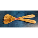 Salatbesteck aus Olivenholz 30 cm mit  Lasergravur - Da...