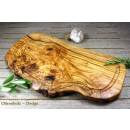 Schneidebrett Servierbrett aus Olivenholz mit Rille 39 -...